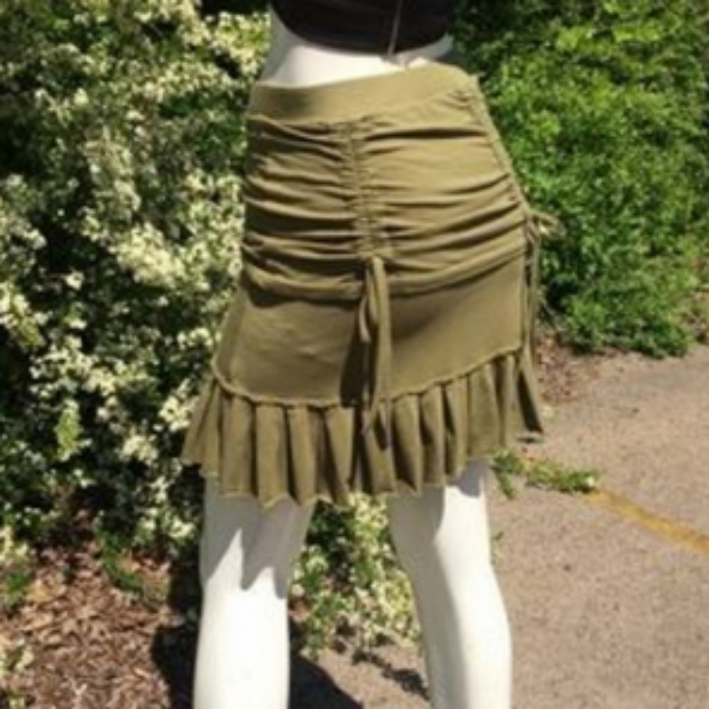 nomads Hemp Wear Olive drawstring skirt XS